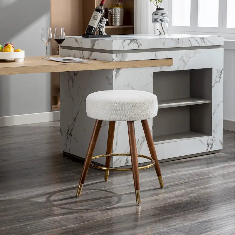 Tabouret de comptoir pivotant à 360° en tissu bouclette, 23,88 po