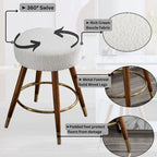 Tabouret de comptoir pivotant à 360° en tissu bouclette, 23,88 po