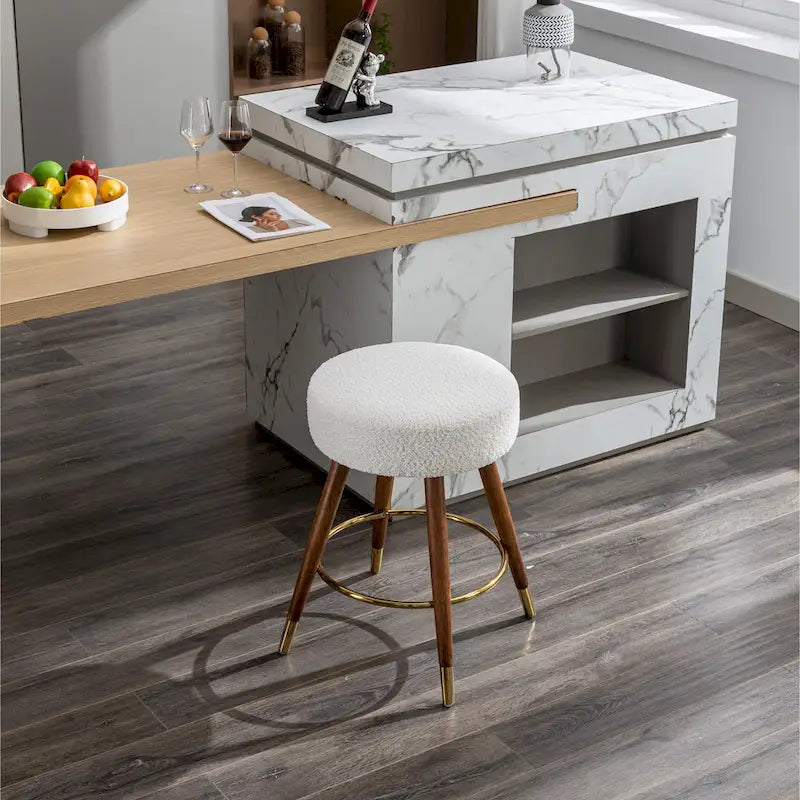 Tabouret de comptoir pivotant à 360° en tissu bouclette, 23,88 po