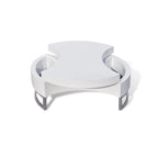 Table basse, design contemporain à rangement rotatif, 81 cm, blanche