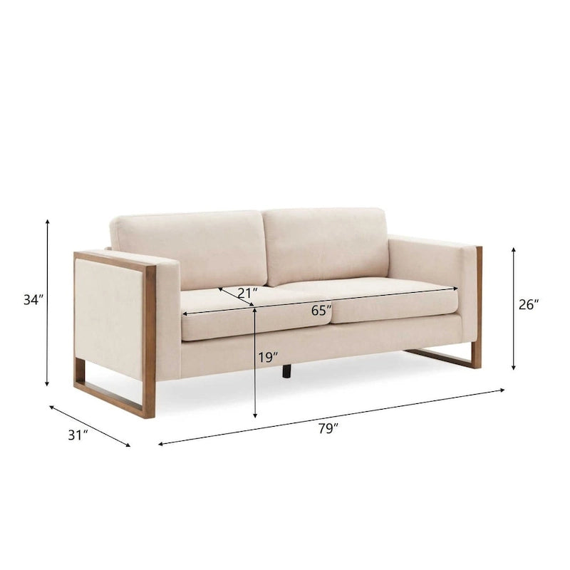 Canapé 3 places Lily Modern 198 cm avec pieds en bois massif