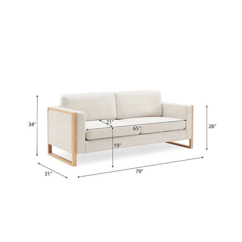 Canapé 3 places Lily Modern 198 cm avec pieds en bois massif