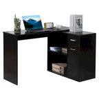 Bureau d'ordinateur moderne en L avec support rotatif et rangement intégré pour bureaux à domicile ou petits espaces