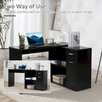 Bureau d'ordinateur moderne en L avec support rotatif et rangement intégré pour bureaux à domicile ou petits espaces