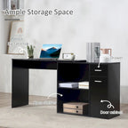 Bureau d'ordinateur moderne en L avec support rotatif et rangement intégré pour bureaux à domicile ou petits espaces