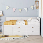 Lit de repos créatif nordique pleine grandeur avec tiroirs et étagères, cadre de lit de rangement pour enfants, adolescents, adultes, gain de place, montage facile
