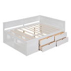 Lit de repos créatif nordique pleine grandeur avec tiroirs et étagères, cadre de lit de rangement pour enfants, adolescents, adultes, gain de place, montage facile