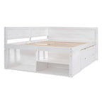 Lit de repos créatif nordique pleine grandeur avec tiroirs et étagères, cadre de lit de rangement pour enfants, adolescents, adultes, gain de place, montage facile