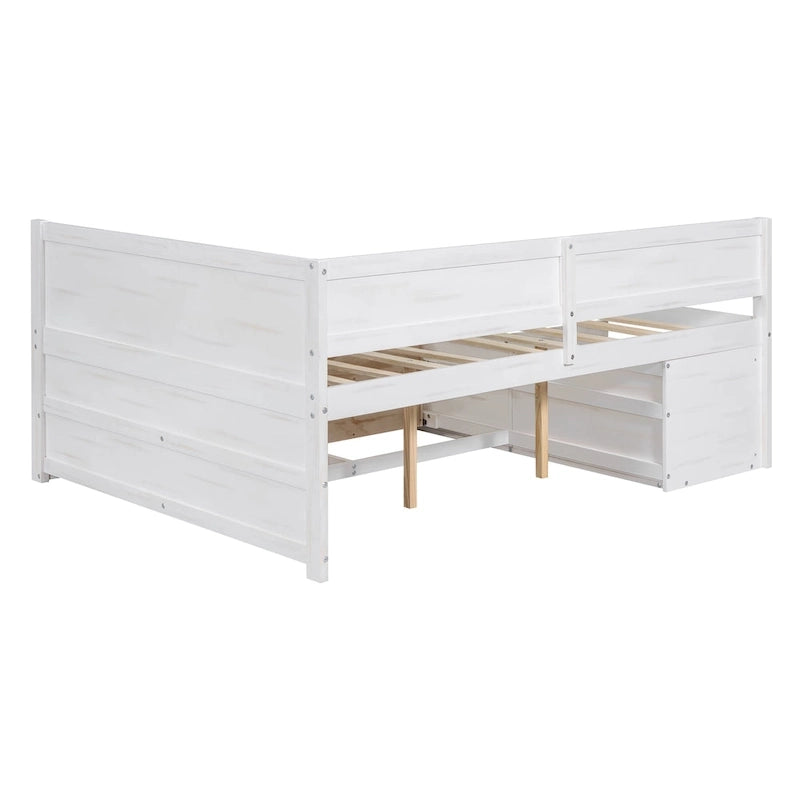 Lit de repos créatif nordique pleine grandeur avec tiroirs et étagères, cadre de lit de rangement pour enfants, adolescents, adultes, gain de place, montage facile