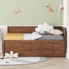 Lit de repos créatif nordique pleine grandeur avec tiroirs et étagères, cadre de lit de rangement pour enfants, adolescents, adultes, gain de place, montage facile