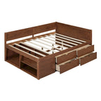 Lit de repos créatif nordique pleine grandeur avec tiroirs et étagères, cadre de lit de rangement pour enfants, adolescents, adultes, gain de place, montage facile