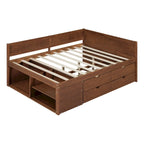 Lit de repos créatif nordique pleine grandeur avec tiroirs et étagères, cadre de lit de rangement pour enfants, adolescents, adultes, gain de place, montage facile