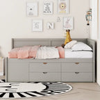 Lit de repos créatif nordique pleine grandeur avec tiroirs et étagères, cadre de lit de rangement pour enfants, adolescents, adultes, gain de place, montage facile