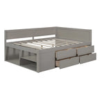 Lit de repos créatif nordique pleine grandeur avec tiroirs et étagères, cadre de lit de rangement pour enfants, adolescents, adultes, gain de place, montage facile