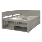 Lit de repos créatif nordique pleine grandeur avec tiroirs et étagères, cadre de lit de rangement pour enfants, adolescents, adultes, gain de place, montage facile