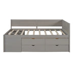 Lit de repos créatif nordique pleine grandeur avec tiroirs et étagères, cadre de lit de rangement pour enfants, adolescents, adultes, gain de place, montage facile