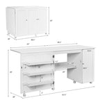 Table de couture pliante avec armoire de rangement et roulettes