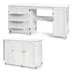 Table de couture pliante avec armoire de rangement et roulettes