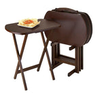 Lot de 5 tables d'appoint pliantes rectangulaires extra larges en noyer