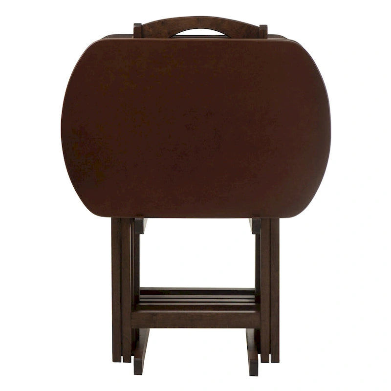 Lot de 5 tables d'appoint pliantes rectangulaires extra larges en noyer
