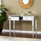 Table d'appoint miroir avec quincaillerie en cristal