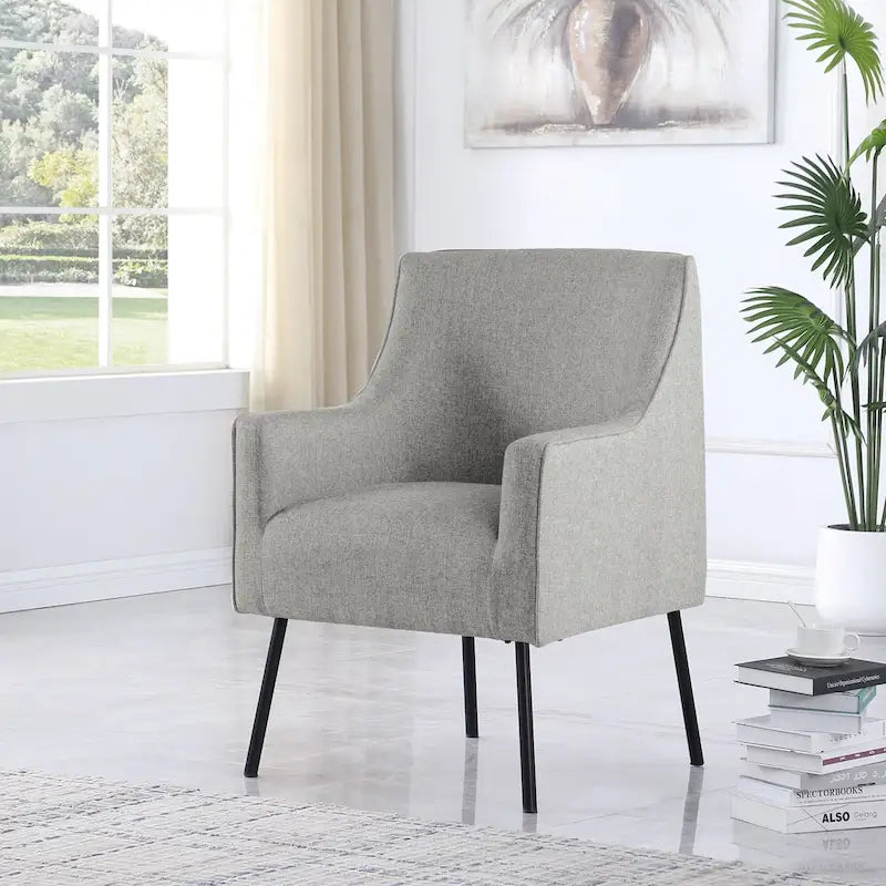 Fauteuil d'appoint moderne en tissu tissé avec pieds en métal noir mat