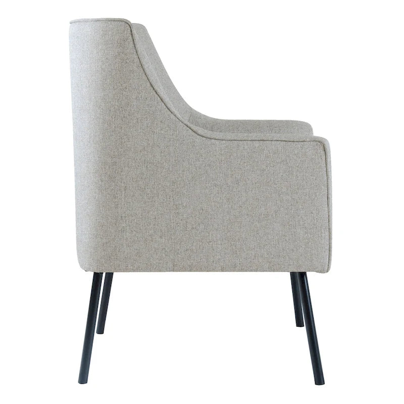 Fauteuil d'appoint moderne en tissu tissé avec pieds en métal noir mat