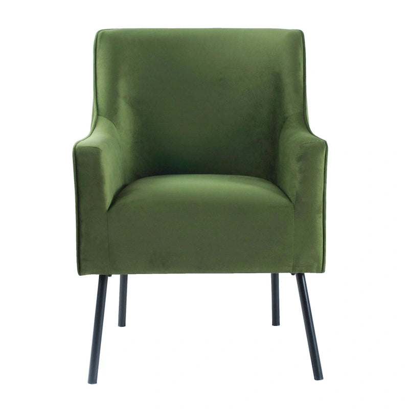 Fauteuil d'appoint moderne en tissu tissé avec pieds en métal noir mat