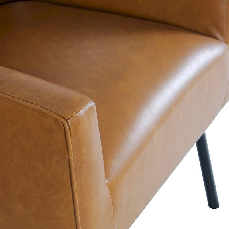 Fauteuil d'appoint moderne en tissu tissé avec pieds en métal noir mat