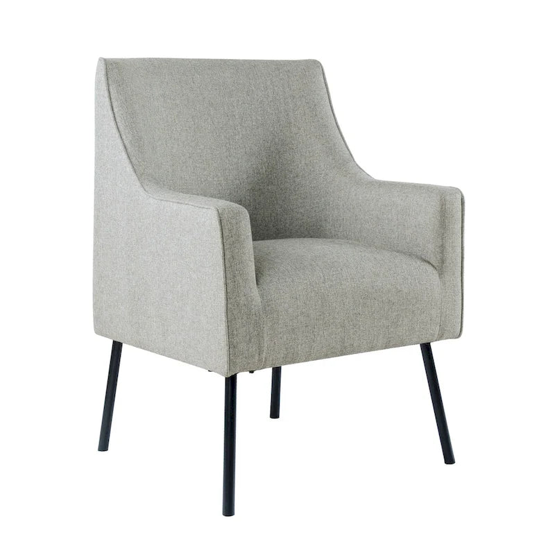 Fauteuil d'appoint moderne en tissu tissé avec pieds en métal noir mat