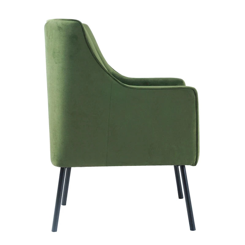 Fauteuil d'appoint moderne en tissu tissé avec pieds en métal noir mat