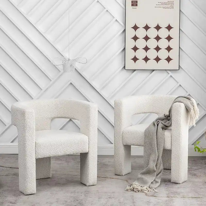 Fauteuil carré capitonné en bouclette de 71 cm de large (lot de 2)