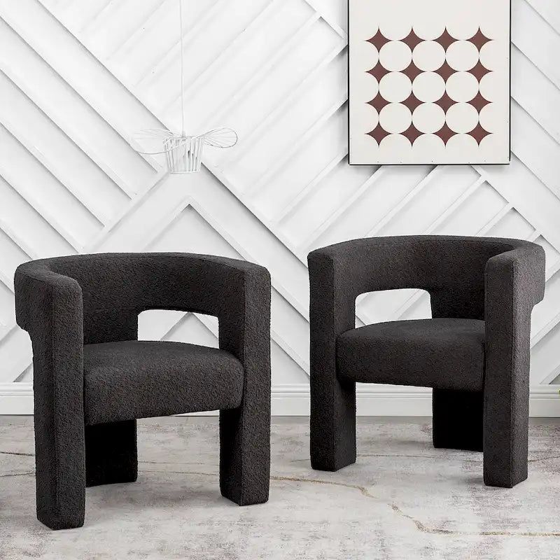Fauteuil carré capitonné en bouclette de 71 cm de large (lot de 2)
