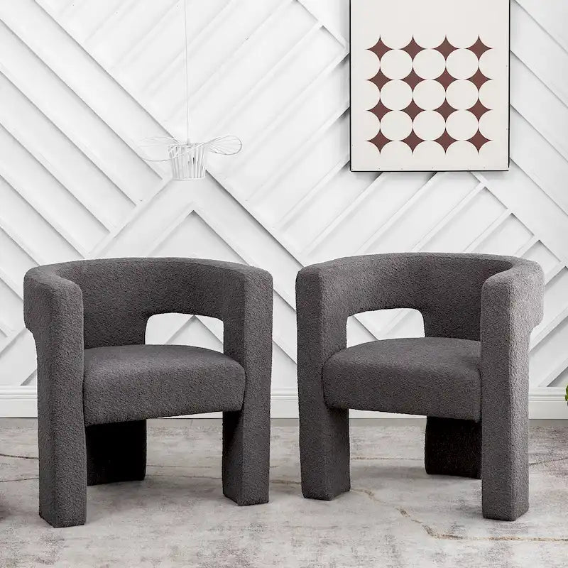 Fauteuil carré capitonné en bouclette de 71 cm de large (lot de 2)