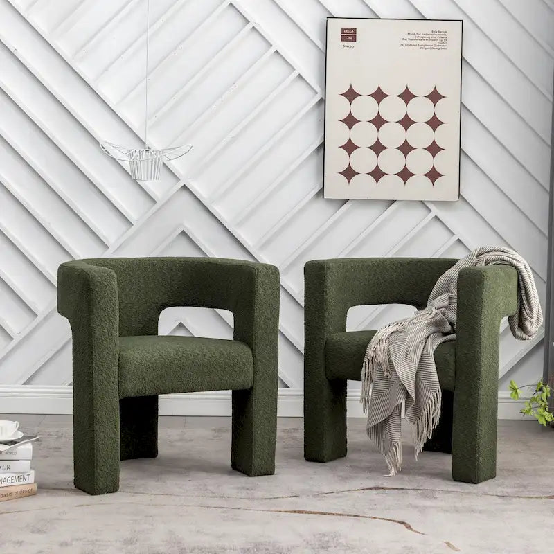 Fauteuil carré capitonné en bouclette de 71 cm de large (lot de 2)