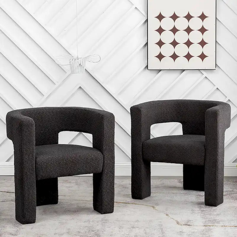 Fauteuil carré capitonné en bouclette de 71 cm de large (lot de 2)
