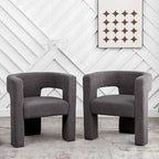 Fauteuil carré capitonné en bouclette de 71 cm de large (lot de 2)
