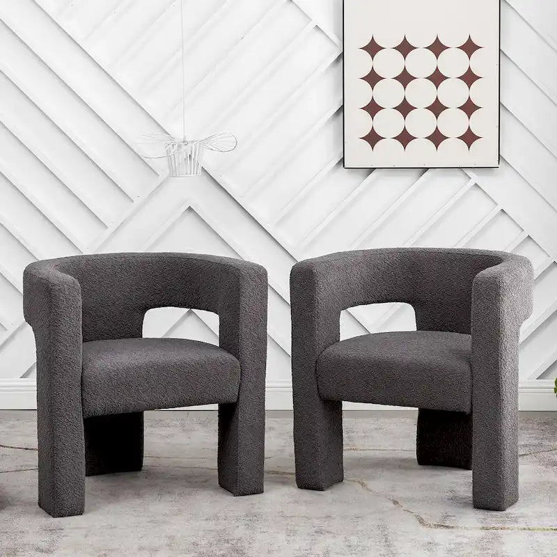Fauteuil carré capitonné en bouclette de 71 cm de large (lot de 2)