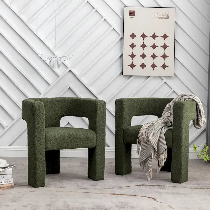 Fauteuil carré capitonné en bouclette de 71 cm de large (lot de 2)