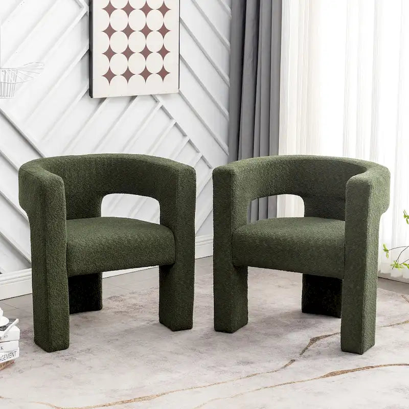 Fauteuil carré capitonné en bouclette de 71 cm de large (lot de 2)