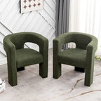 Fauteuil carré capitonné en bouclette de 71 cm de large (lot de 2)
