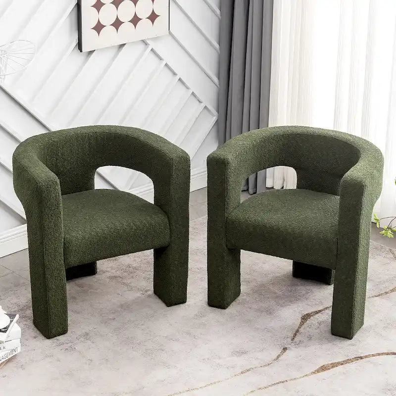 Fauteuil carré capitonné en bouclette de 71 cm de large (lot de 2)