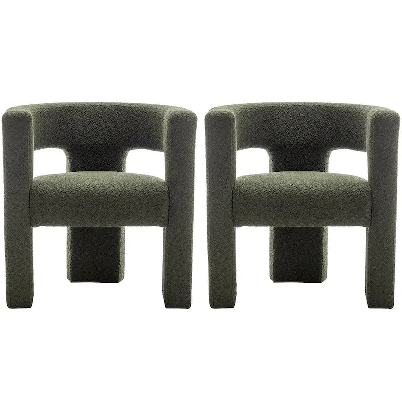 Fauteuil carré capitonné en bouclette de 71 cm de large (lot de 2)