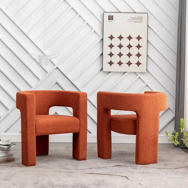 Fauteuil carré capitonné en bouclette de 71 cm de large (lot de 2)