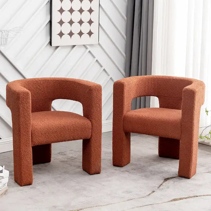 Fauteuil carré capitonné en bouclette de 71 cm de large (lot de 2)