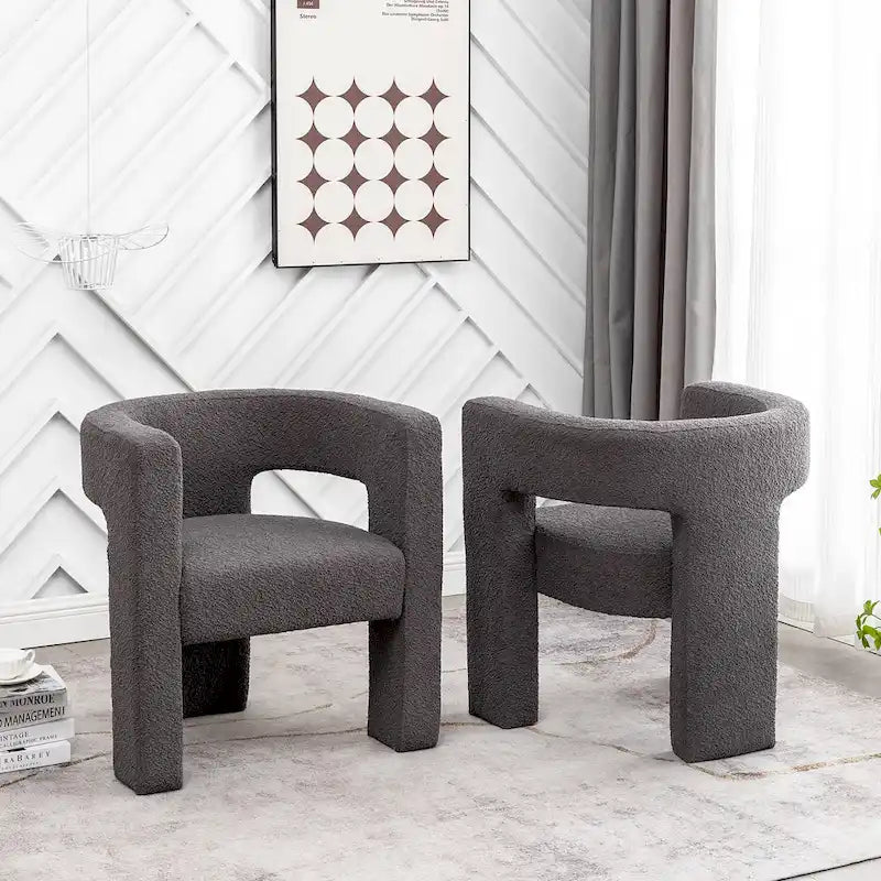 Fauteuil carré capitonné en bouclette de 71 cm de large (lot de 2)