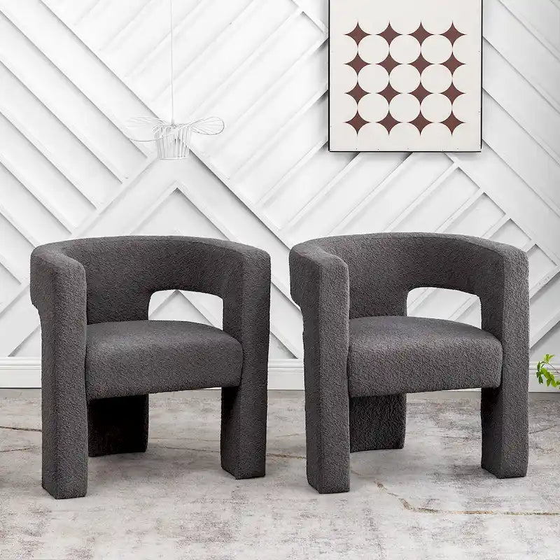 Fauteuil carré capitonné en bouclette de 71 cm de large (lot de 2)