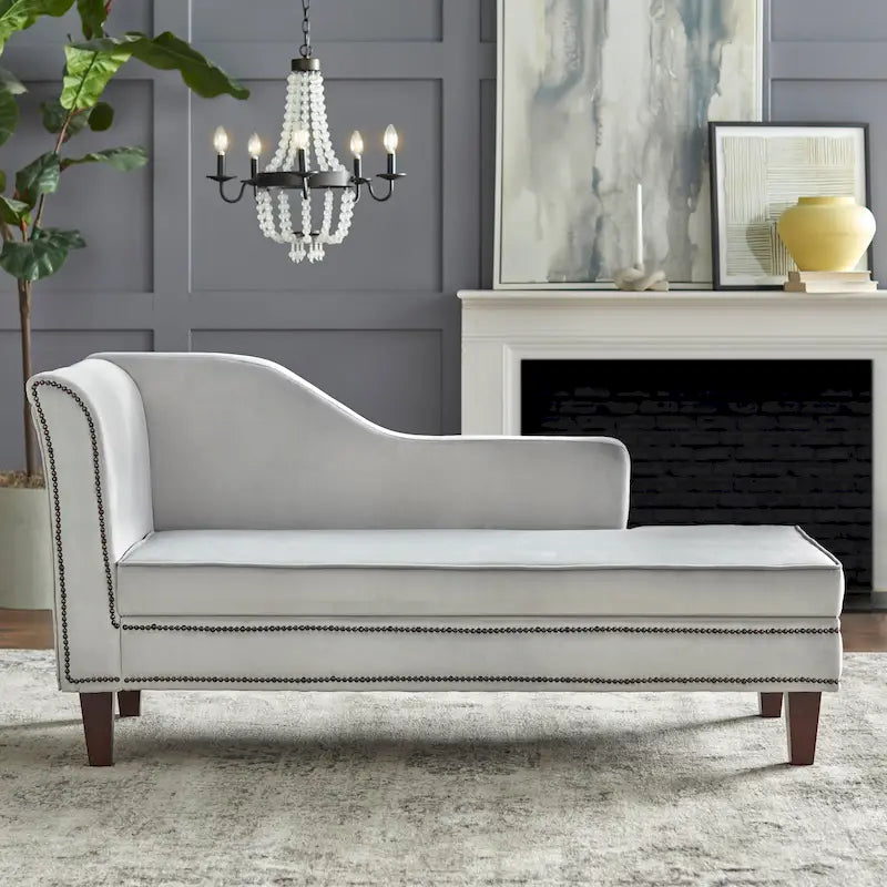 Chaise longue de rangement avec clous décoratifs couleur bronze