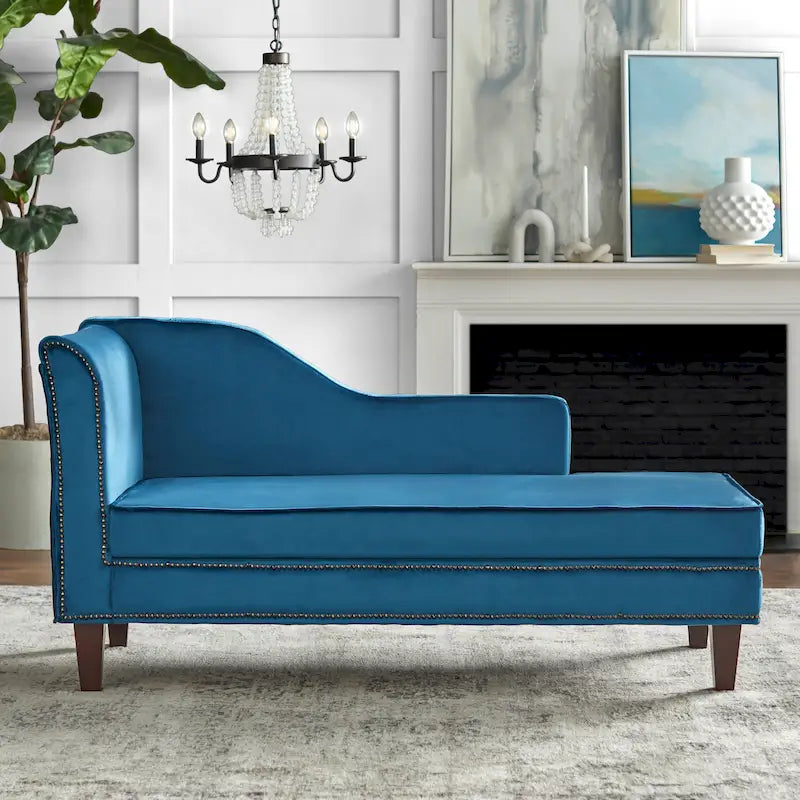 Chaise longue de rangement avec clous décoratifs couleur bronze