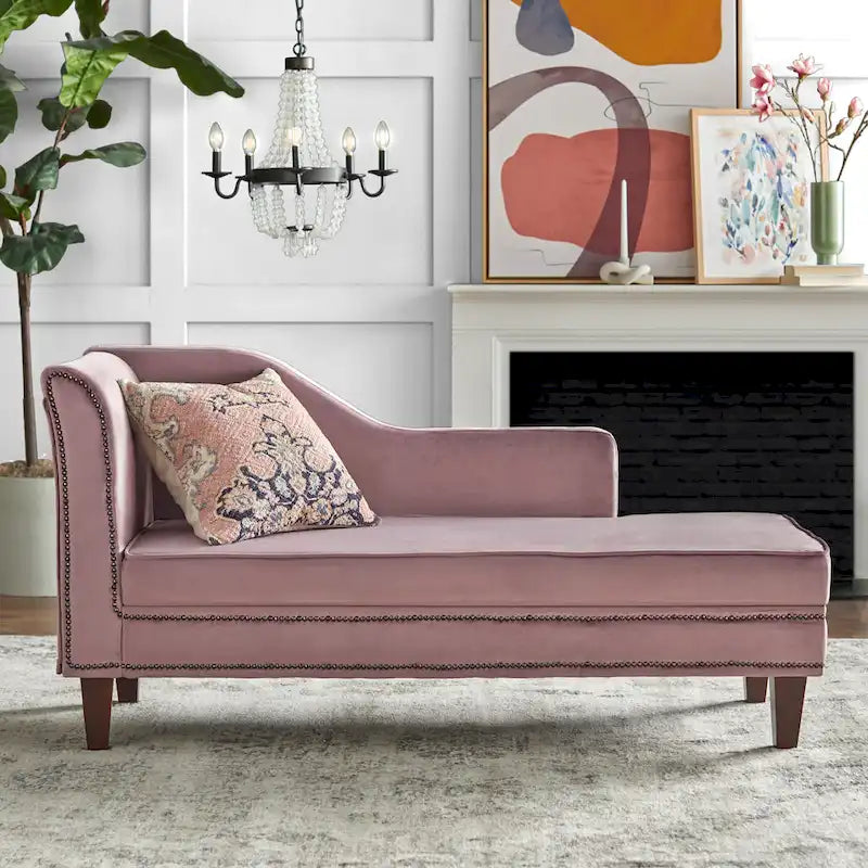 Chaise longue de rangement avec clous décoratifs couleur bronze